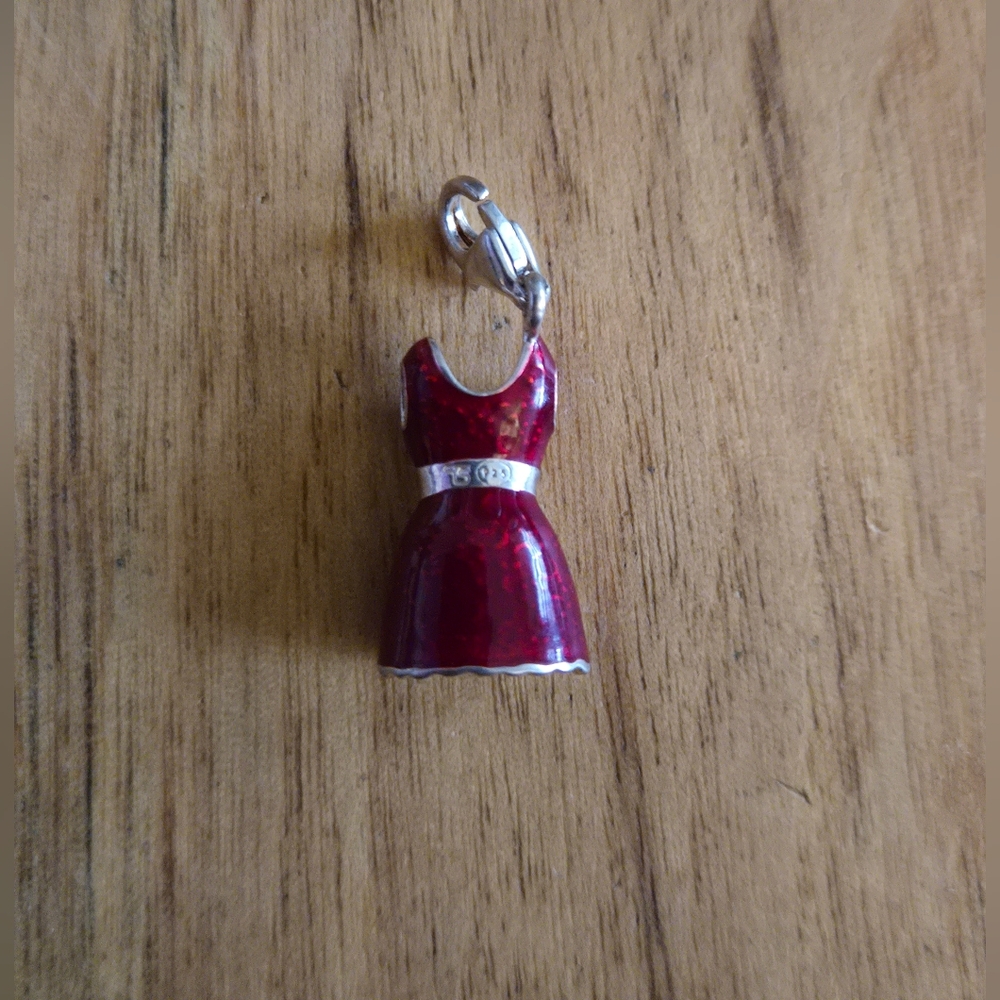 Rare Vintage Thomas Sabo Sterling Silver & Red Glittee Enamel Dress Charm - Picture 2 of 3